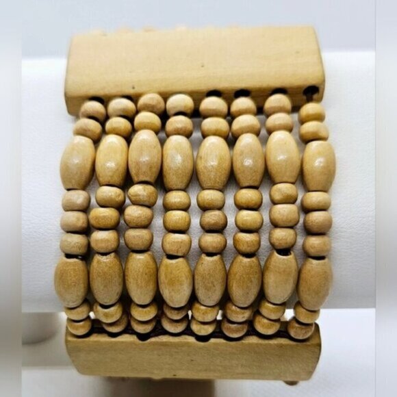 Wooden Bangle Stretch Bracelet - Picture 2 of 4